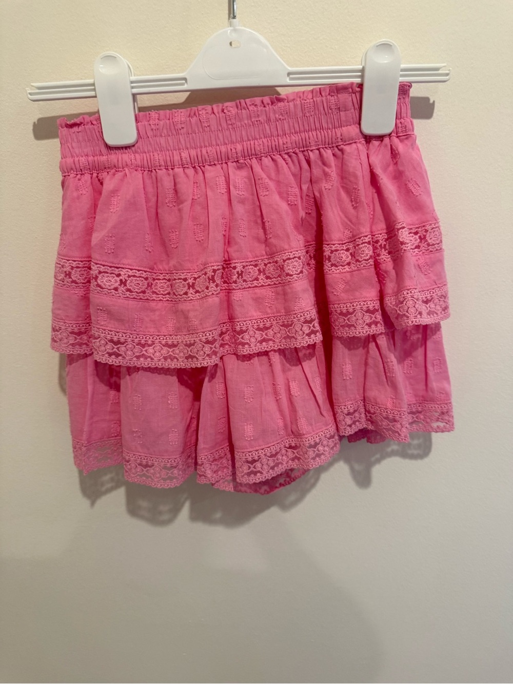 Altar’d State Women's Pink Tiered Lace Mini Skort X Small